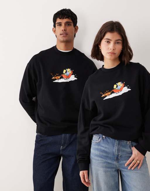 ASOS DESIGN – Svart, avslappnad sweatshirt i unisex-modell med The Simpsons-tryck, 3 av 4