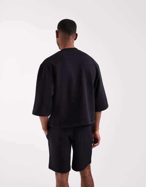 ASOS DESIGN – Svart, avslappnad sweatshirt med korta ärmar, del av set, 3 av 5