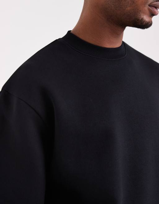 ASOS DESIGN – Svart, avslappnad sweatshirt med korta ärmar, del av set, 5 av 5