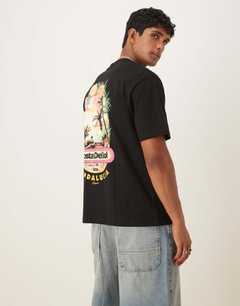ASOS DESIGN – Svart, avslappnad t-shirt med högsommartryck - view 1