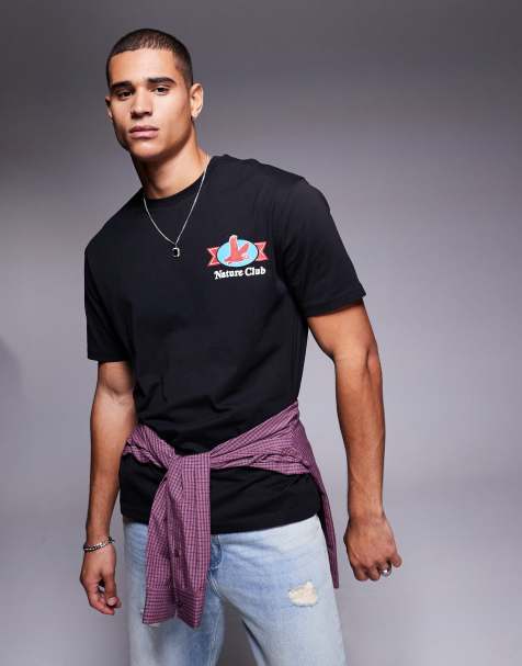 ASOS DESIGN – Svart avslappnad t-shirt med tryck baktill - view 1