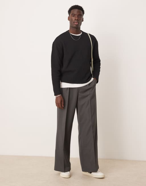 ASOS DESIGN – Svart, avslappnad, tunn tröja med boxig passform i stickad look, 4 av 4
