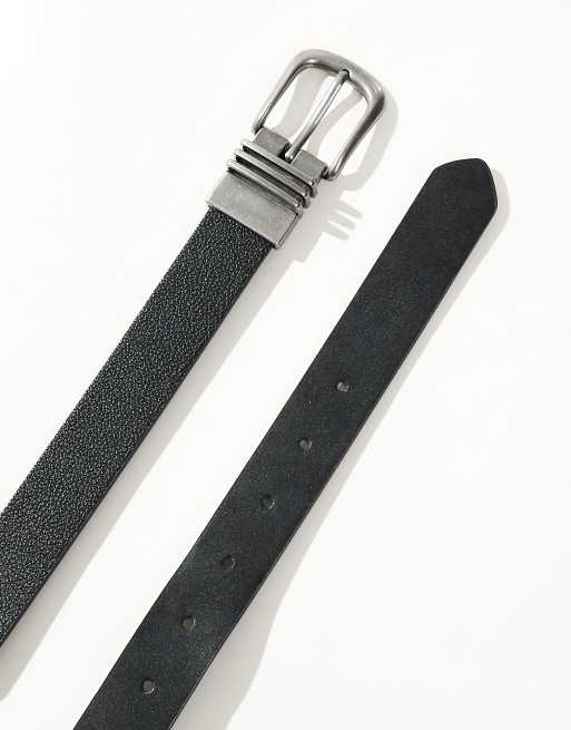 ASOS DESIGN – Svart bälte i knottrigt läderimitation med tre metalldetaljer, 2 av 3