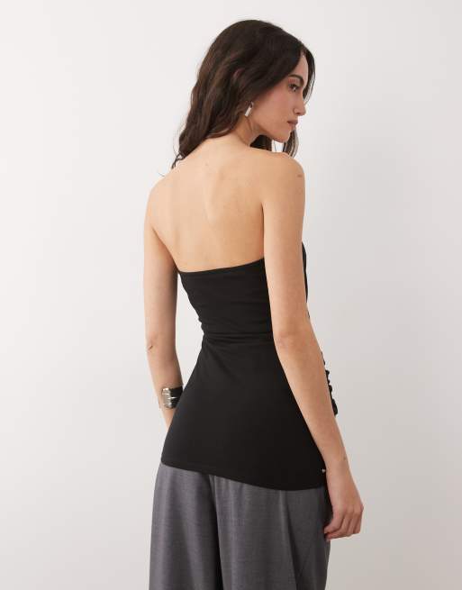 ASOS DESIGN – Svart bandeau-topp med omlottdesign och nitar, 3 av 4