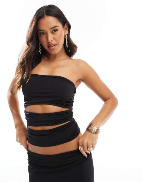 ASOS DESIGN – Svart bandeau-topp med utskurna detaljer, del av set - view 1