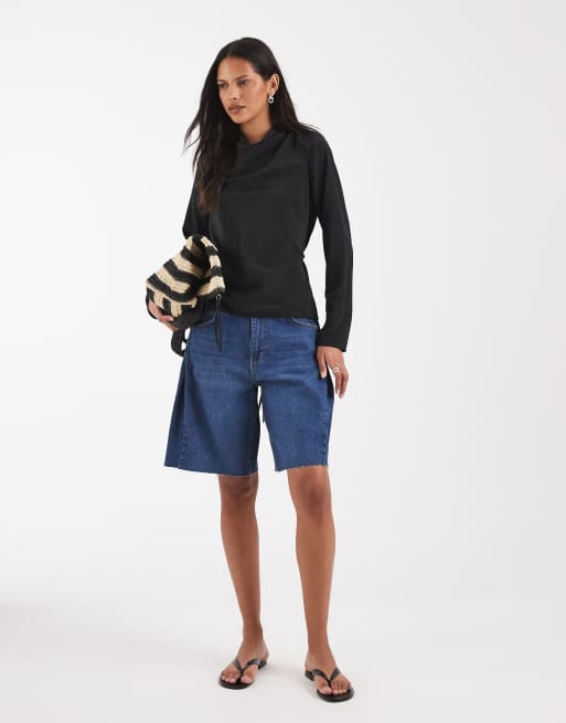 ASOS DESIGN – Svart blus med draperad ringning och knytning i midjan, 2 av 4