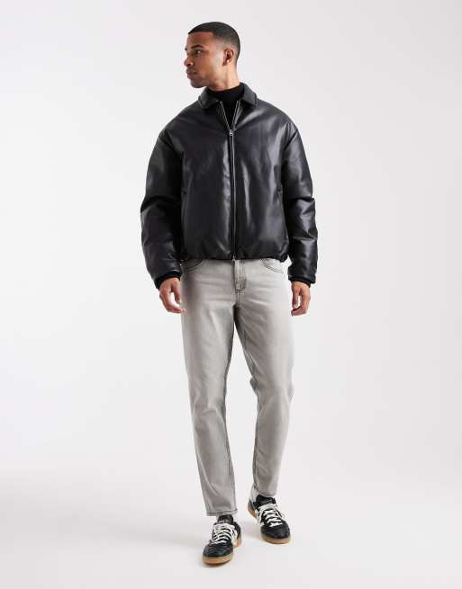 ASOS DESIGN – Svart bomberjacka i läderimitation, 2 av 5