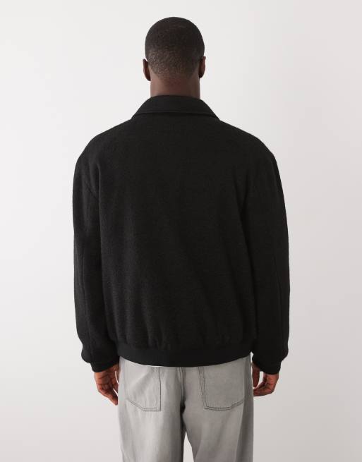 ASOS DESIGN – Svart bomberjacka i yllestil, 2 av 5