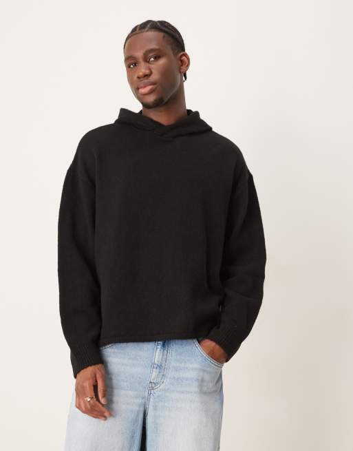 ASOS DESIGN – Svart, boxig huvtröja i oversize