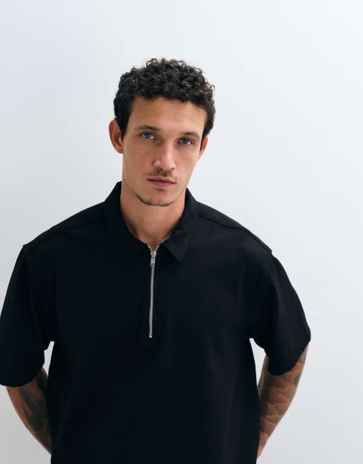 ASOS DESIGN – Svart, boxig skjorta i oversized fit med kort dragkedja, 5 av 5