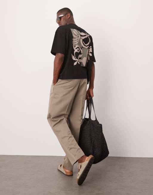 ASOS DESIGN boxy oversized T-shirt with floral graphic in black