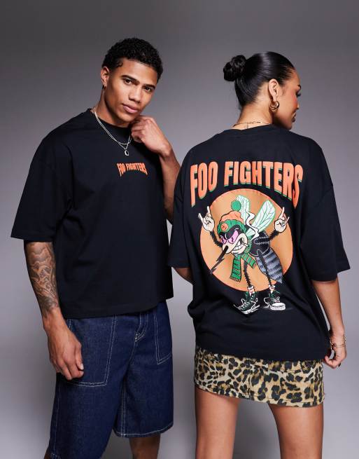 ASOS DESIGN – Svart, boxig t-shirt i unisex-modell och oversize med licenserat Foo Fighters-tryck, 4 av 4