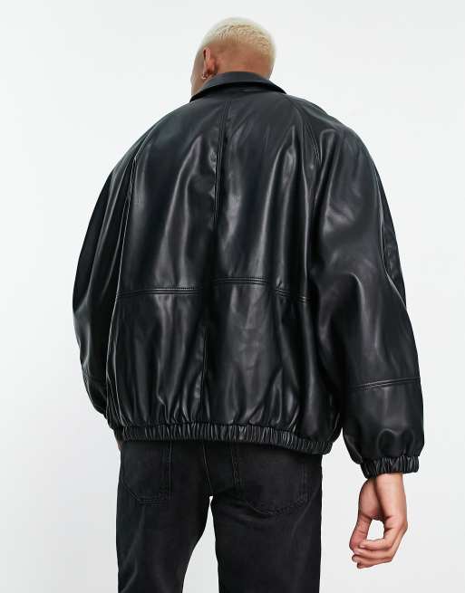ASOS DESIGN – Svart coach-jacka i läderimitation , 2 av 4