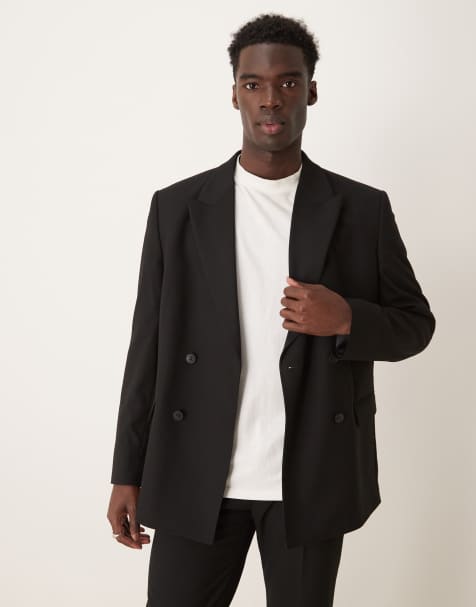 ASOS DESIGN – Svart, dubbelknäppt kavaj med avslappnad passform, del av kostym - view 1