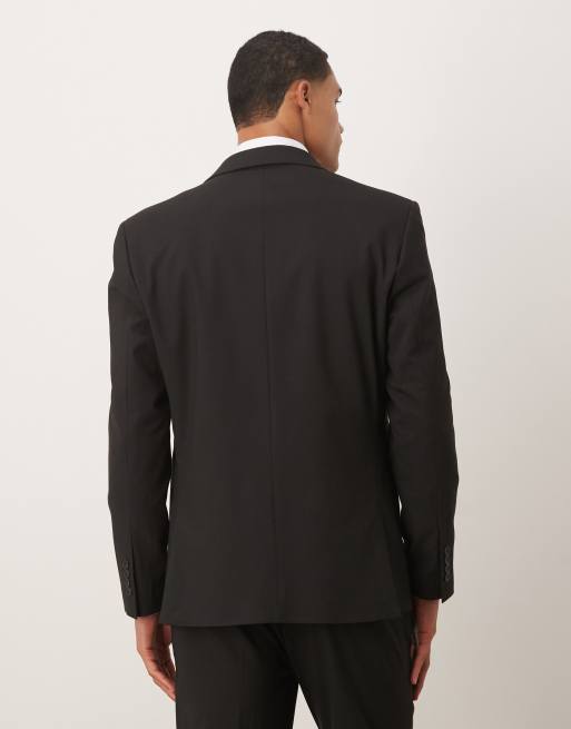 ASOS DESIGN – Svart, dubbelknäppt kavaj med regular fit, del av kostym, 3 av 5
