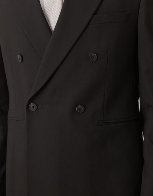 ASOS DESIGN – Svart, dubbelknäppt kavaj med regular fit, del av kostym, 5 av 5