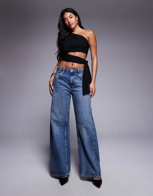ASOS DESIGN – Svart, enaxlad topp med knytning i sidan, 3 av 4