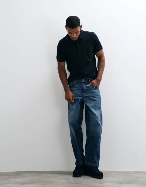 ASOS DESIGN – Svart, enkel pikétröja i regular fit , 2 av 5