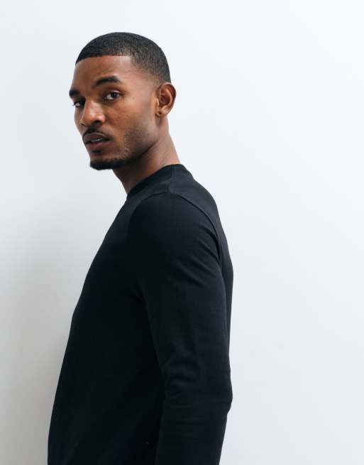 ASOS DESIGN – Svart, enkel t-shirt i regular fit med långa ärmar, 5 av 5