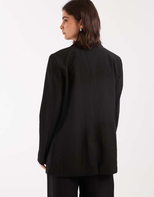 ASOS DESIGN – Svart, figursydd kavaj med avslappnad passform, 4 av 4