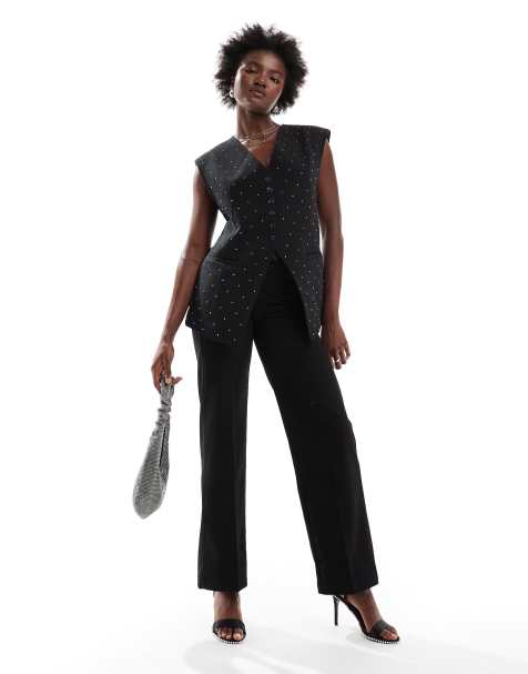 ASOS DESIGN – Svart, figursydd kostym med värmefixerad strass - view 1