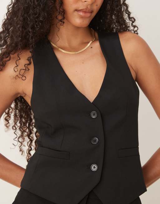 ASOS DESIGN – Svart figursydd kostymväst, 4 av 4