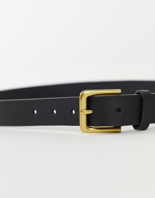 ASOS DESIGN – Svart, finskärp i läder med spänne i antik guldfärg, 4 av 4