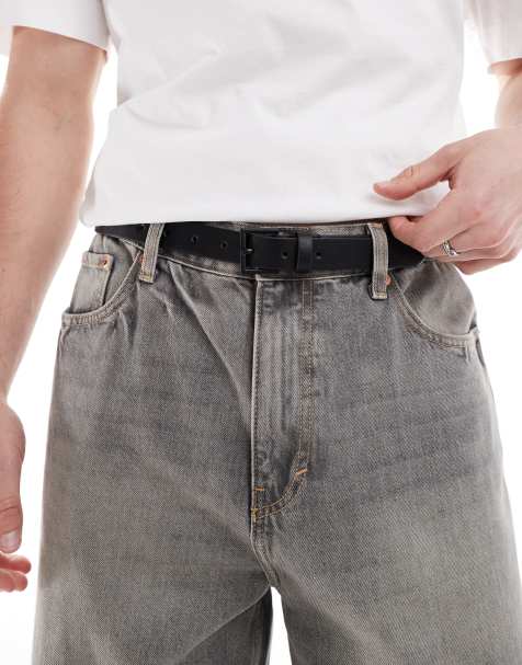 ASOS DESIGN – Svart fint extra smalt bälte i läderimitation med mattsvart spänne - view 1