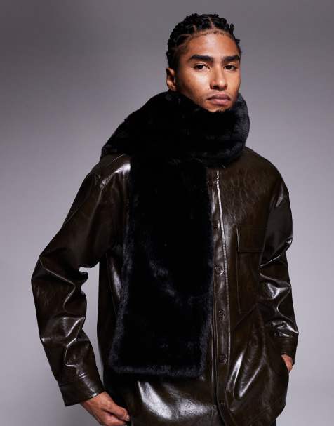 ASOS DESIGN – Svart, fluffig halsduk i fuskpäls - view 1