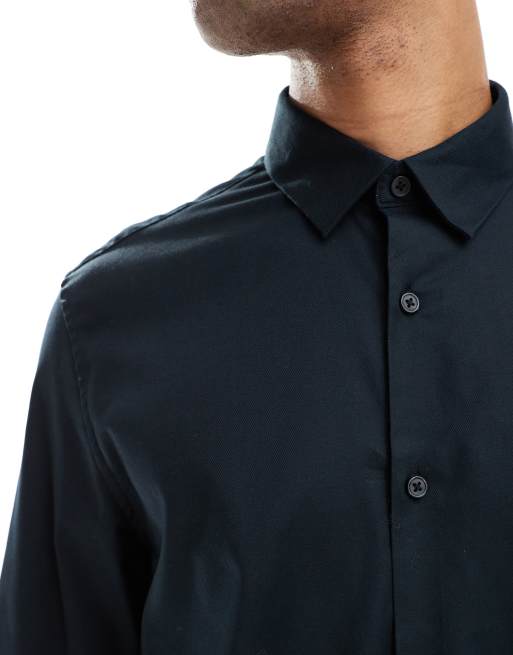 ASOS DESIGN – Svart, formell skjorta i regular fit och lättstruken twill, 2 av 4