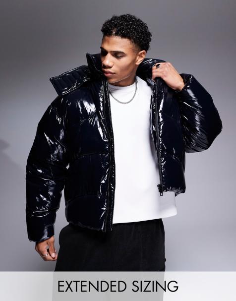 ASOS DESIGN – Svart glansig pufferjacka - view 1