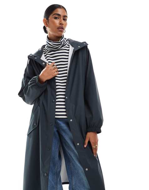 ASOS DESIGN – Svart gummerad regnparkas - view 1