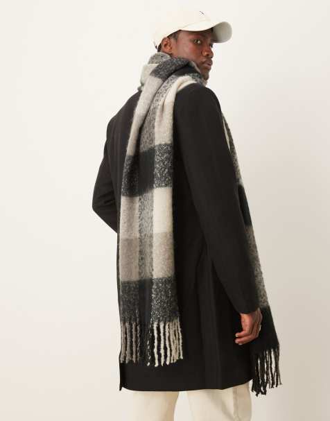 ASOS DESIGN – Svart halsduk i filtmaterial med rutmönster - view 1