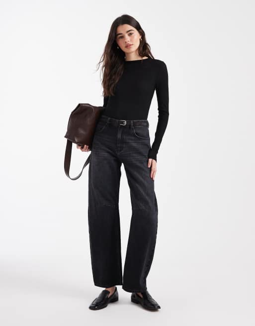 ASOS DESIGN – Svart, halvskir body i mesh med långa ärmar och textur, 2 av 4