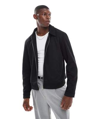 ASOS DESIGN – Svart Harrington-jacka i mockaimitation - view 1