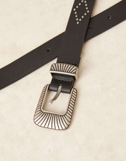 ASOS DESIGN – Svart höft- och midjeskärp i cowboystil med nitar, 3 av 3