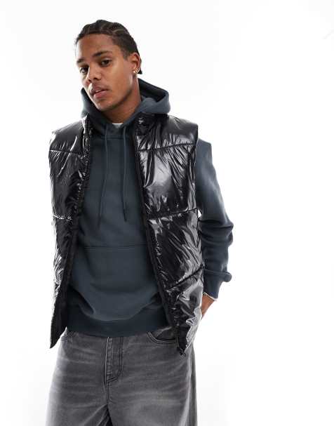 ASOS DESIGN – Svart, högglansig pufferväst - view 1
