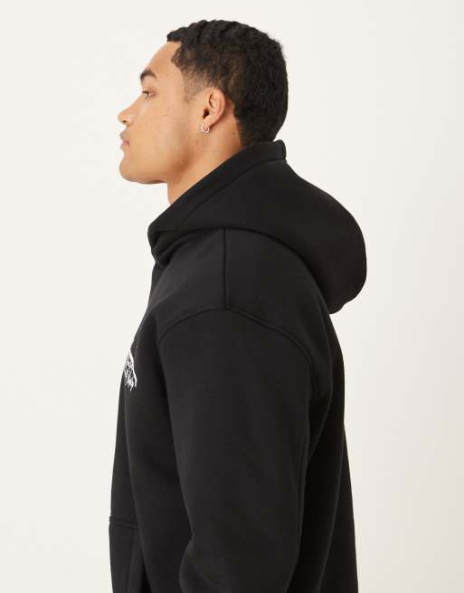 ASOS DESIGN – Svart huvtröja i oversize med tryck på bröstet, 4 av 5