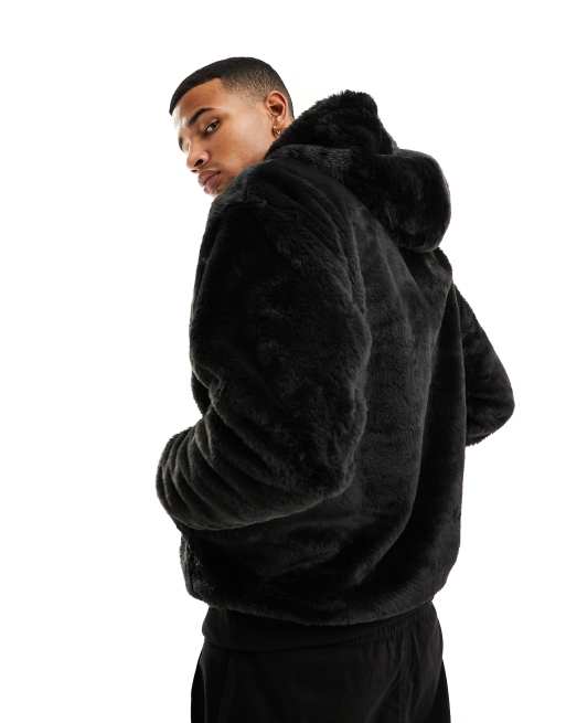 ASOS DESIGN – Svart huvtröja i oversize-modell och fuskpäls, 2 av 4