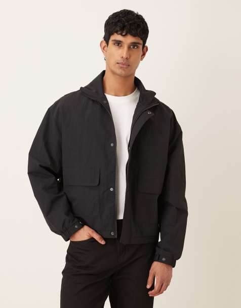 ASOS DESIGN – Svart jacka i oversize med ståkrage - view 1