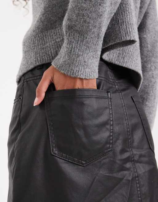 ASOS DESIGN – Svart jeanskjol i minilängd med hög midja och beläggning, 3 av 5