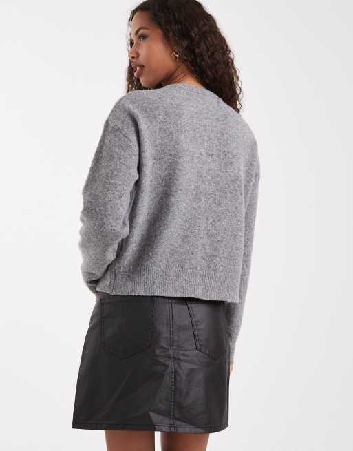 ASOS DESIGN – Svart jeanskjol i minilängd med hög midja och beläggning, 4 av 5