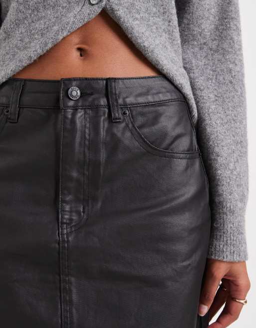 ASOS DESIGN – Svart jeanskjol i minilängd med hög midja och beläggning, 5 av 5