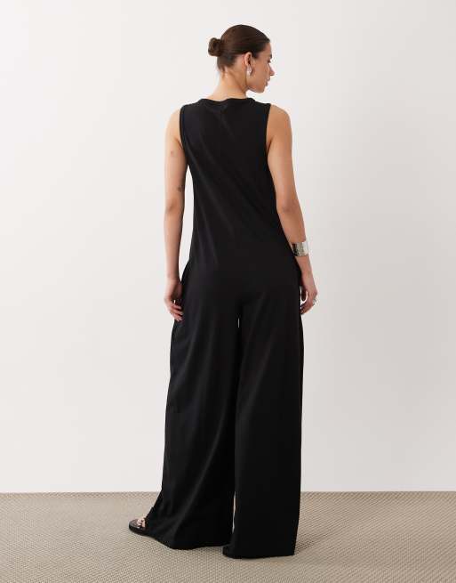 ASOS DESIGN – Svart jumpsuit med knäppning och fickor, 3 av 4