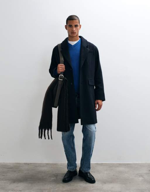 ASOS DESIGN – Svart kappa i ylleimitation och lång modell, 5 av 5