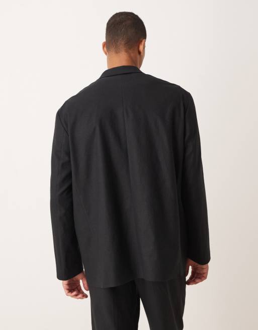 ASOS DESIGN – Svart kavaj i oversize och linnemix, del av kostym, 3 av 5