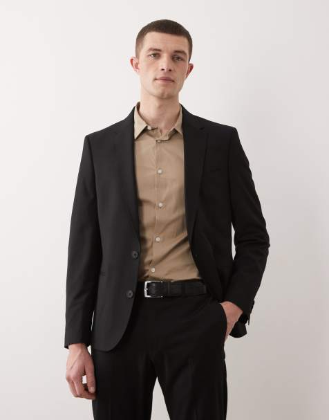 ASOS DESIGN – Svart kavaj i tvättbar ull med extra smal passform - view 1