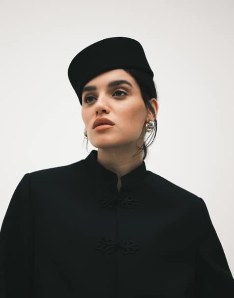 ASOS DESIGN – Svart kavaj med boxig passform och murarkrage - view 1