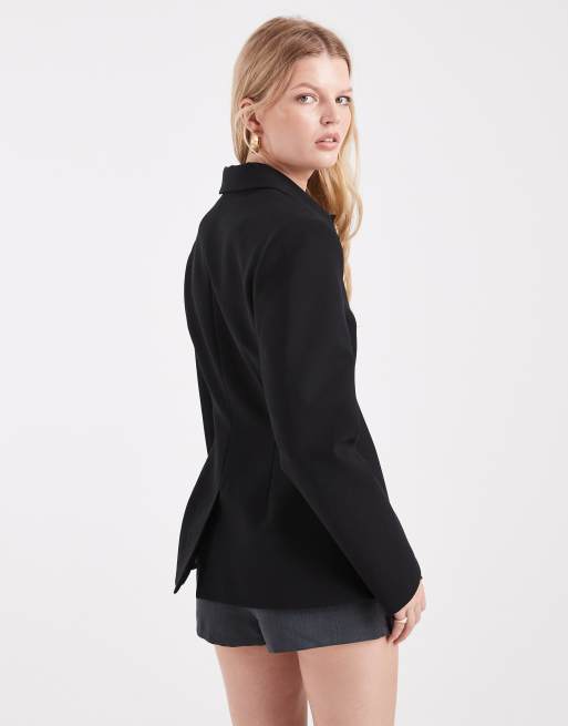 ASOS DESIGN – Svart kavaj med extrema axlar och kragdetalj, 2 av 4
