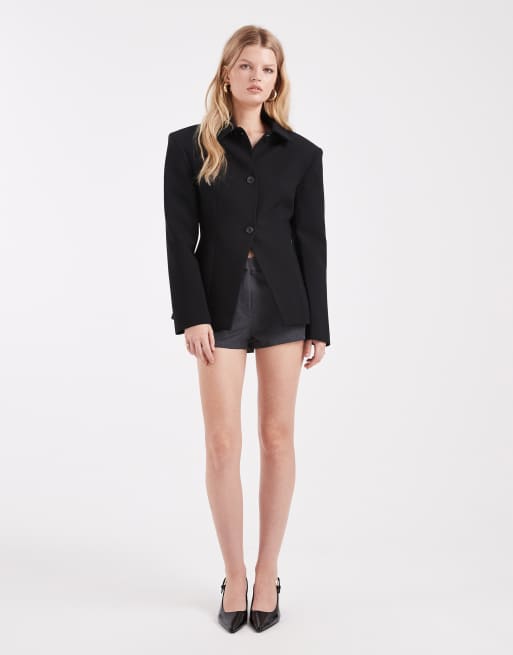 ASOS DESIGN – Svart kavaj med extrema axlar och kragdetalj, 3 av 4
